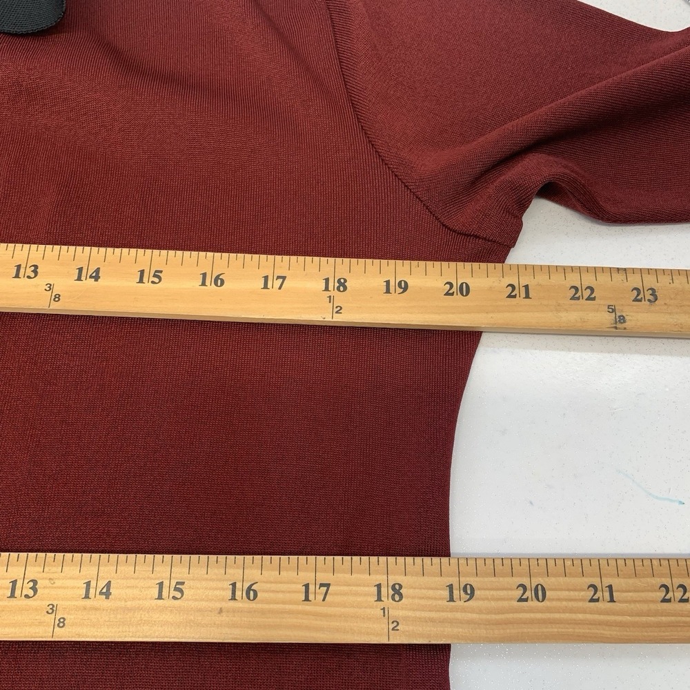 Exclusively Misook Colorblock Cardigan Burgundy Black Open Front Medium Knit - Picture 7 of 9
